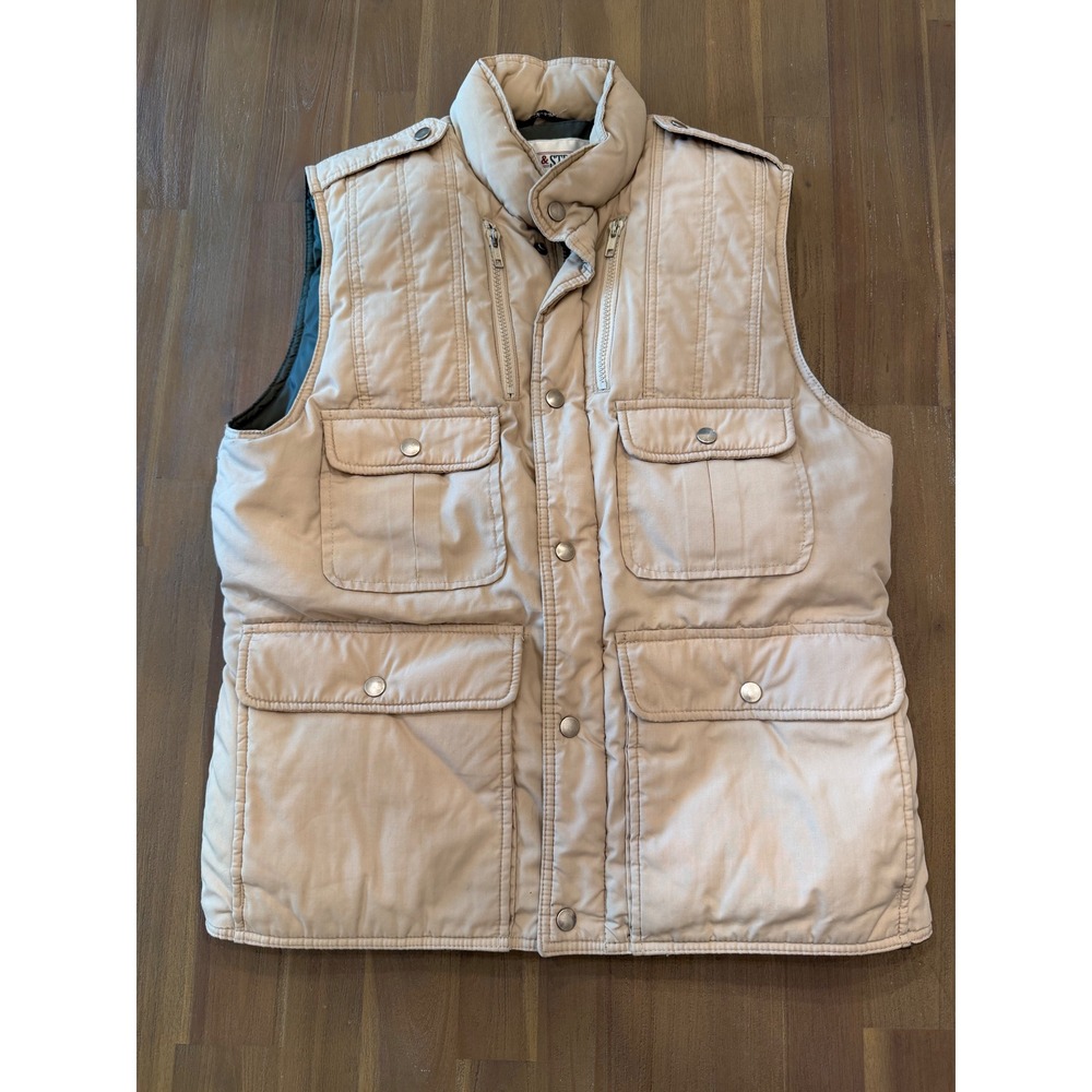 Field & Stream Gordon & Ferguson Mens Tan Down Puffer Vest Vintage Hunting
